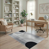Geometric Modern Black White Halftone Geometric Area Rug