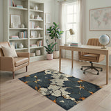 Abstract Cracked Lava Grey Area Rug
