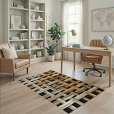 Beige and Neutral Beige Woven Basket Weave Area Rug