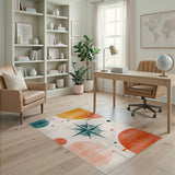 Teal Compass Geometric Area Rug