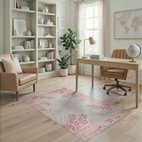 Pink Leaf Floral Area Rug