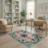 Blush Pink Persian Fern Snowflake Rug