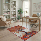 Vibrant Mosaic Tree Area Rug with Butterflies Blooms