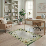 Vintage Black Butterfly Green Vine Area Rug