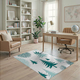 Teal Fir Tree Silhouette Area Rug
