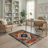 Distressed Multi-Color Southwestern Area Rug