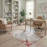 Blush Pink Cherry Blossom Butterfly Rug