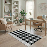 Classic Rustic Farmhouse Classic Black White Buffalo Check Area Rug