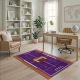 Purple Purple Football Field Area Rug