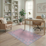 Blush Pink Floral Butterfly Border Rug