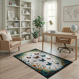 Multi-color and Patterns Whimsical Butterfly Meadow Area Rug