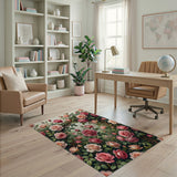 Vintage Peach Pink Climbing Roses Area Rug