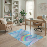 Whimsical Cartoon Rainbow Clouds Area Rug