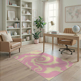 Pink Yellow Swirl Tie-Dye Area Rug
