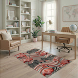 Pink Flamingo Zebra Wavy Area Rug