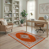 Ornate Orange Persian Medallion Area Rug