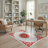 Red Ornate Papercut Sunburst Area Rug