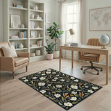 Floral Vintage Black Floral Vintage Area Rug