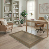 Beige Persian Area Rug with Ornate Teal Borders
