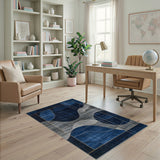 Blue and Teal Navy Blue Abstract Geometric Area Rug