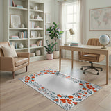 Multi-color and Patterns Ornate Red Floral Frame Area Rug