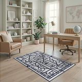 Geometric Lattice Black White Area Rug