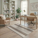 Beige and Brown Striped Woven Area Rug