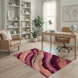 Sweeping Pink Peach Abstract Area Rug
