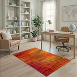 Vibrant Abstract Area Vibrant Orange Wavy Abstract Area Rug