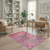 Ombre Pink Hearts Striped Area Rug