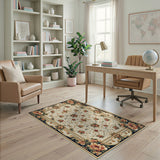 Ivory Peony Floral Persian Area Rug