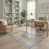 Grey Gold Geometric Modern Area Rug