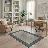 Cream Woven Area Rug with Black Tribal Border