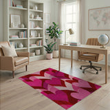 Vibrant Pink Hearts Chevron Area Rug