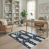 Navy Moroccan Arch Lattice Area Rug