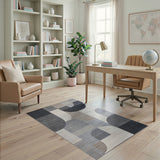 Abstract Grey Geometric Modern Rug