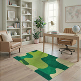Vibrant Green Wavy Abstract Area Rug