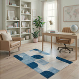 Blue and Teal Modern Blue Teal Geometric Abstract Area Rug