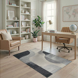 Abstract Curved Black White Area Rug