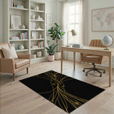 Golden Vine Floral Embroidery Area Rug