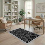 Black and White Traditional Persian Intricate Black White Traditional Persian Area Rug
