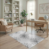 Grey Sketch Floral Area Rug