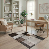 Modern Geometric Brown Grey Area Rug