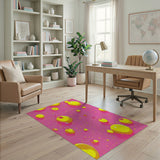 Vibrant Pink Apple Cherry Fruit Pattern Rug
