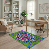 Vibrant Green Mandala Boho Area Rug