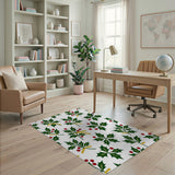 Festive Holly Berry Gold Ribbon Pattern Rug