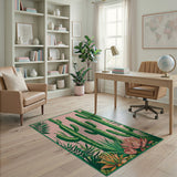 Vibrant Pink Cactus Garden Area Rug