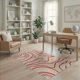 Red Wavy Contour Area Rug