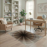 Beige Radial Burst Geometric Area Rug