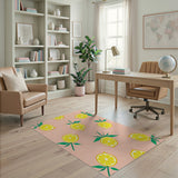 Blush Pink Lemon Slice Fruit Pattern Area Rug